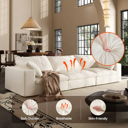 Comfy Cloud Couch 120'' Modern Sectional Sofa for Living Room Down Filled Couch with Ottoman U Shaped 5 Seater Convertible Sofa