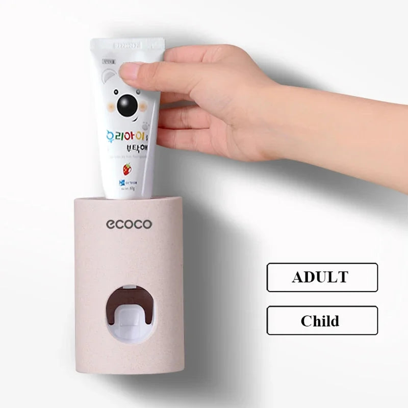 Automatic Toothpaste Dispenser Dust-proof  Toothbrush Holder Wall Mount Stand Toothpaste Squeezer Bathroom Accessories Set