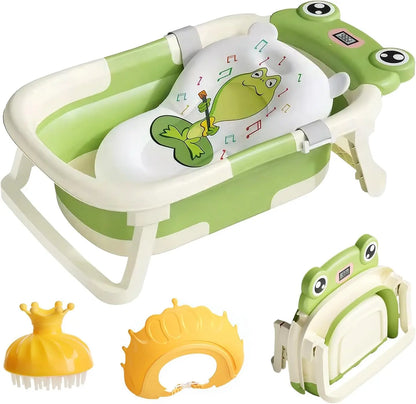Eco-friendly Baby Bath with Temperature Indicator,Foldable Baby Bathtub for Newborn Baby