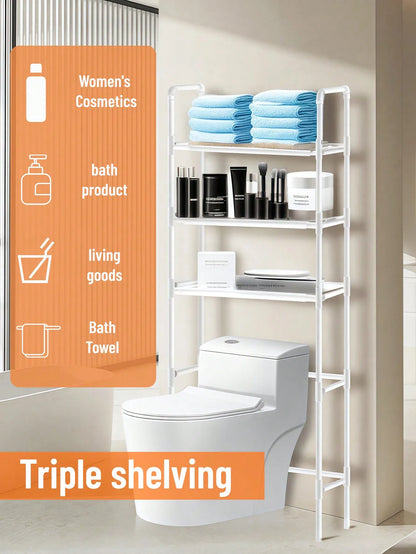 1pc Multi-Functional Thick Steel Pipe Bathroom Toilet Storage RackShelf For Washing Machine,Toilet Rack 3 Layers Of Storage Rack