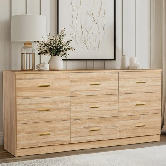 9 Drawer Long Dresser for Bedroom,