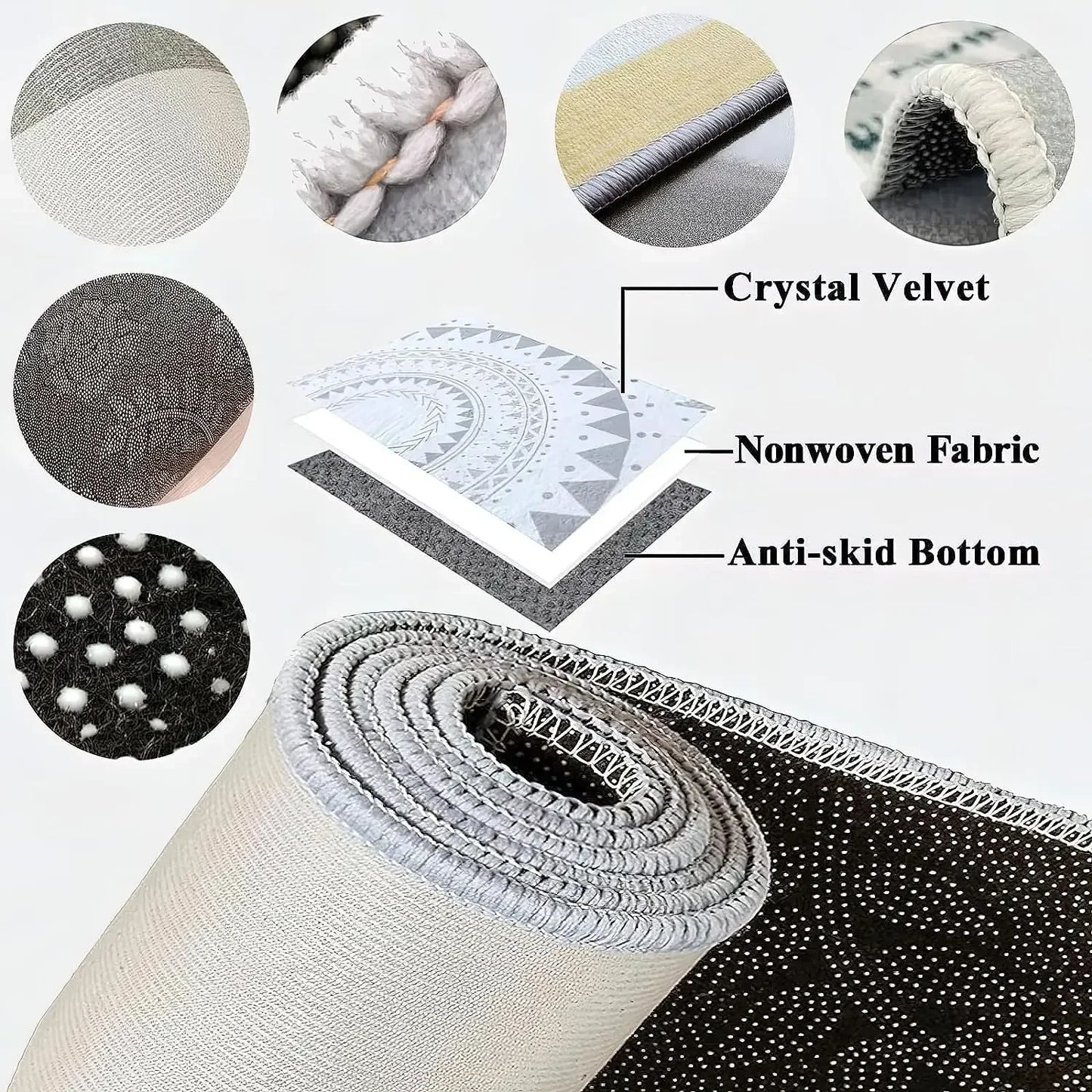 Cream Minimalist Rug Durable Non-Slip Living Room Sofa Mat Bathroom  Floor Covering Home Furnishings