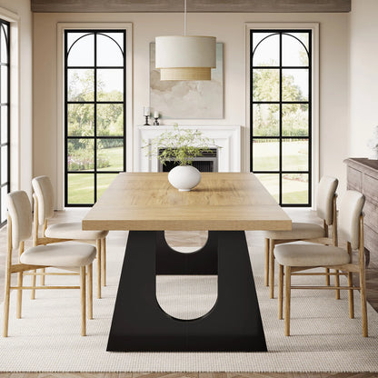 Tribesigns Large Dining Table for 6-8 People, 70.9-Inch Wood Rustic Rectangular Table with Black Wooden Legs