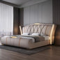 Leather bed with light modern minimalist lit 150x200 180x200 200x220 cm Double bed 2 people bedroom beds frames Furniture