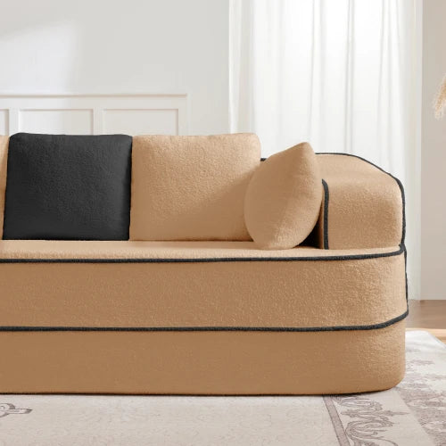 Modular Sectional Sofa with Teddy Velvet - Ergonomic Design, Non-Slip Bottom, No Assembly, Soft Fluffy Fabric for Living Room
