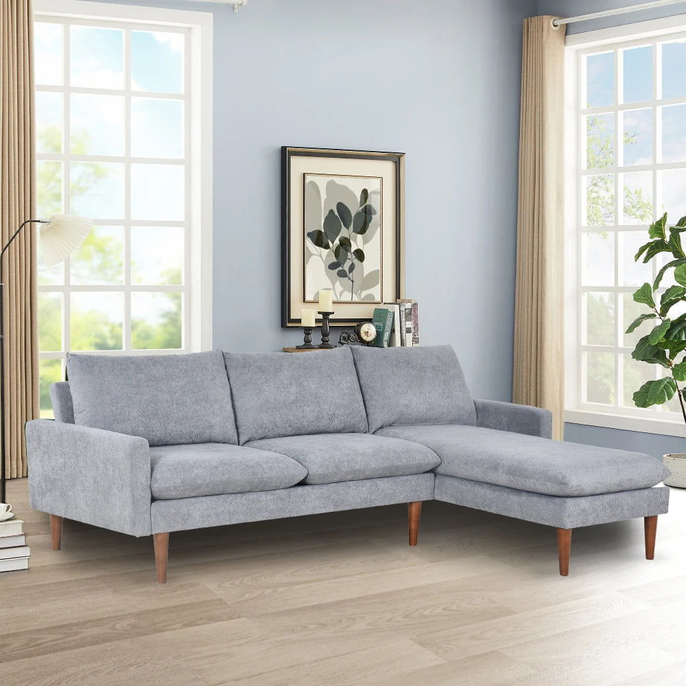 L-shaped sofa with padded cashmere: Ideal for living rooms, apartments - easy to assemble and maintain