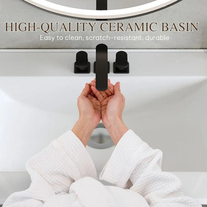 36 Inch Floating Vanity Bathroom with Sink Combo, Grey Wall Mounted Modern Vanity, Bathroom Cabinet Vanity with Soft-Closing Thr