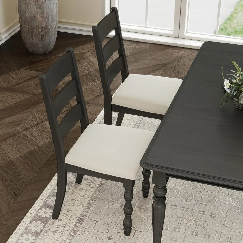 4-Piece Farmhouse Dining Chair Set, Solid Wood Frame , Modern Armless Chenille Fabric Upholstered
