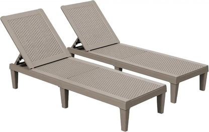 Outdoor Chaise Lounge Chair Set of 2 for Outside Pool Patio, Adjustable Waterproof Easy Assembly Chaise Lounge lounge