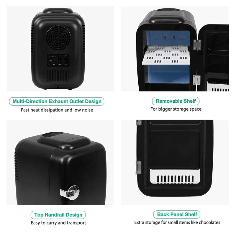 4L Mini Fridge 110V 220V Beauty Makeup Skincare Refrigerator AC/DC Heated Cooling Beauty Refrigerator Car Mini Fridge