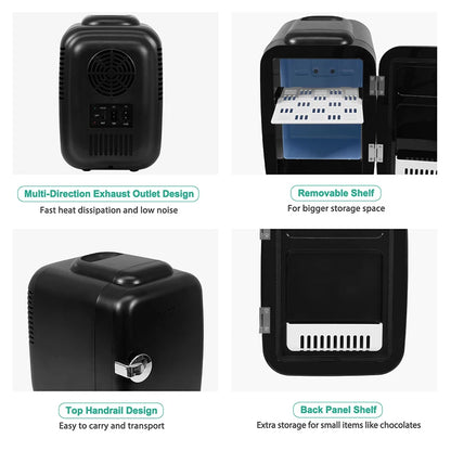 4L Mini Fridge 110V 220V Beauty Makeup Skincare Refrigerator AC/DC Heated Cooling Beauty Refrigerator Car Mini Fridge