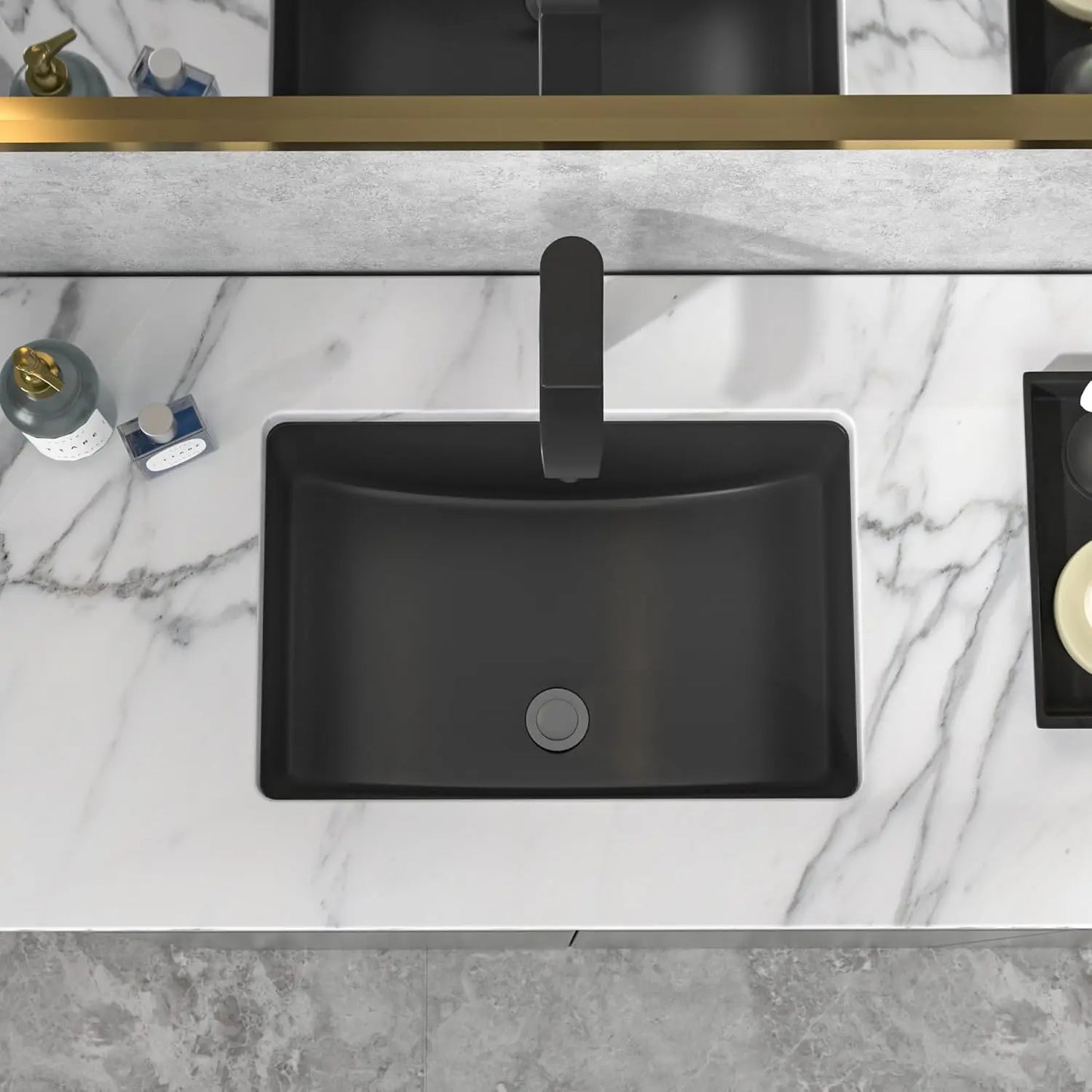 Modern Ceramic Undermount Bathroom Sink 21x15 Inch Rectangular Vessel Vanity Basin with Overflow