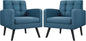 Mid-Century Style Armchair, Modern Upholstered Living Room Chair with Button Tufted Back and Solid Wood Legs