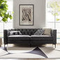 84" W Faux Leather Sofa Couch with Metal Legs, Button-Tufted 3-Seater Sofa, Mid Century Modern Upholstered Couch for Living Roo