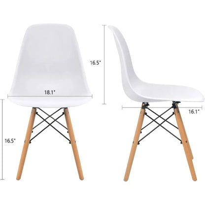 Modern Style Dining Chair Mid Century Modern DSW Chair, Shell Lounge Plastic Chair for Kitchen Chairs Set of 4(White)