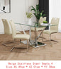Elegant Glass Dining Table Set with Stainless Steel Base & 6 White Chairs - Modern Transparent Design for Dining Room