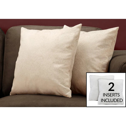 Set Of 2, 18 X 18 Square, Insert Included, Decorative Throw,, Beige Hypoallergenic Polyester