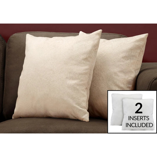 Set Of 2, 18 X 18 Square, Insert Included, Decorative Throw,, Beige Hypoallergenic Polyester