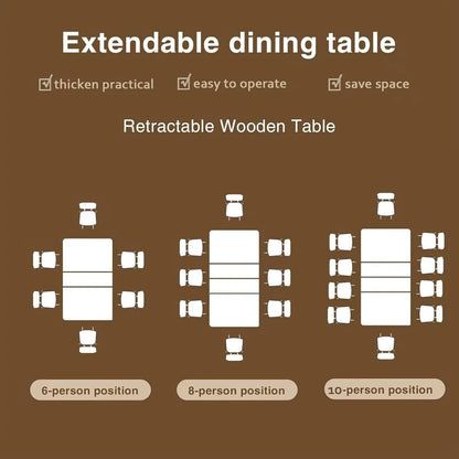 Extendable Dining Room Table for 6 8 10, 78.74" Modern Farmhouse Wooden Long Large Rectangular Expanding Conference Kitchen Tabl