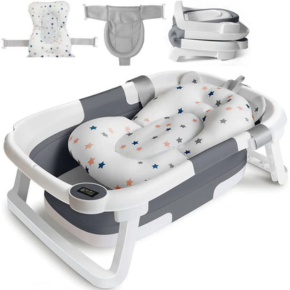 Eco-friendly Baby Bath with Temperature Indicator,Foldable Baby Bathtub for Newborn Baby