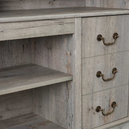 Traditional TV Media Stand Console for TV Up to 65" with Open and Closed Storage Space, Light Gray, 60"W*15.75"D*34.25"H  ﻿