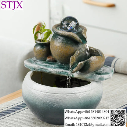 Feng Shui Wheel Circulation Flowing Water Generates Wealth Ornament  Desktop Creative Small Fountain Humidifier Decoration Gift