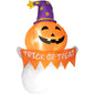 Outsunny 3.4ft Inflatable Halloween Window Sticker Ghost with Orange ace, Blow Up LED Display for Garden Indoor Outdoor