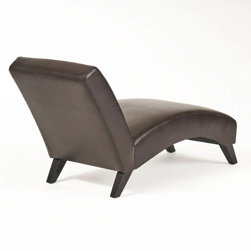 Indoor Upholstered Bonded Leather Chaise Lounge Modern Curved Design Comfortable Splayed Legs Living Room Furniture Assembly
