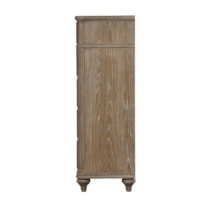 Contemporary 1pc Chest of Drawers, Rustic Oak Veneer, Solid Wood, English Dovetail Drawers, Bedroom Furniture with Mirror