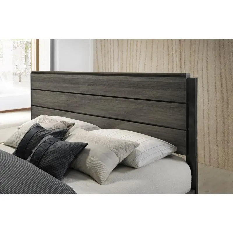 King Size Wood Bedroom Set, Antique Grey Finish Bed, Dresser, Mirror, Night Stand