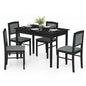 Dining Table Set for 4, Farmhouse Solid Wood Dinette Set w/Rubber Wood Legs, Upholstered Seat & Padded Backrest,, Customized