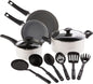 12 Piece Pots and Pans Utensils Nonstick PFOA Free Scratch Resistant Cooking Surface Compatible Nylon Aluminum