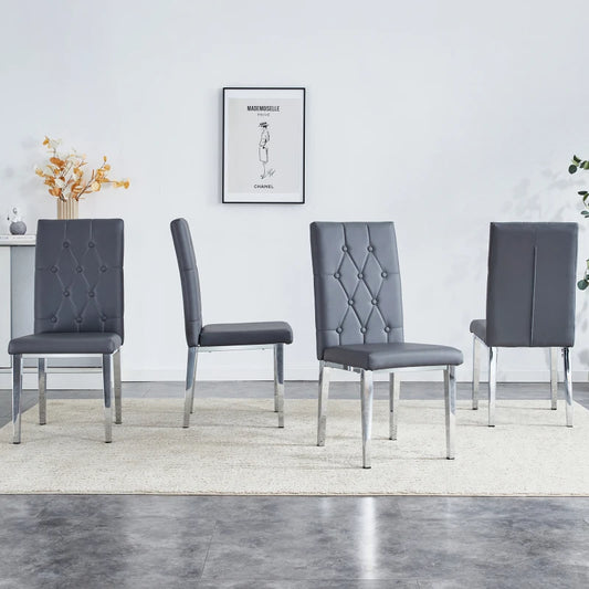 Grey Armless Dining Chair -4-piece Set, Modern Small House Restaurant Furniture Set