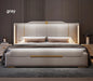 SAT. Luxury modern king soft bed framed leather solid wood double bed with storage for home or hotel bedroom furniture