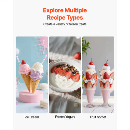 Ice Cream Maker 2.11 Qt. Electric Automatic w/ Easy Operation&Cleaning Stainless Steel Shell for Homemade Frozen Yogurt