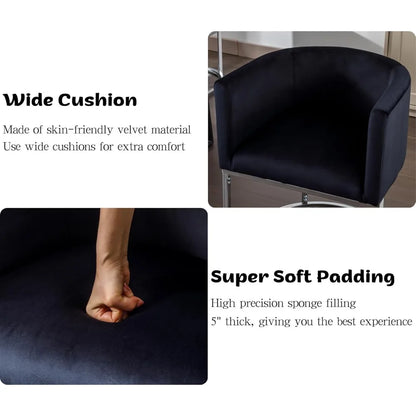 Velvet Dining Chairs Set of 4 Modern Barrel Arm Chairs with Chrome Metal Frame, Upholstered