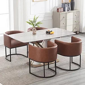 Velvet Dining Chairs Set of 4 Modern Barrel Arm Chairs with Chrome Metal Frame, Upholstered