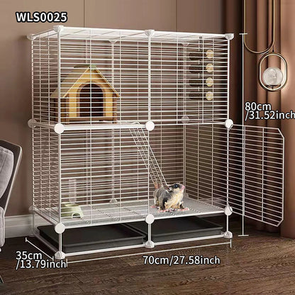 Small Animal Cage for Home Use, Space-Saving, with Toilet, Large Rabbit Cage, Sugar Glider and Squirrel Cage with Tray
