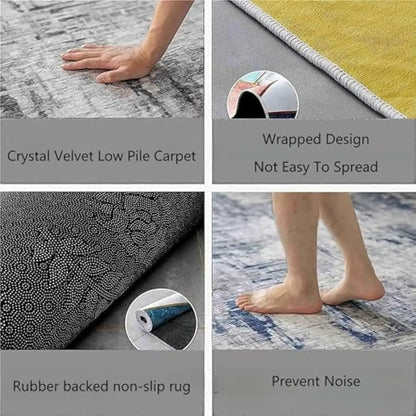Dopamine Geometric Pattern Area Rug Non-Slip Washable Durable Carpet for Living Room Sofa Bedroom Side Home Decor
