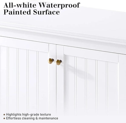 72" Farmhouse Sideboard Buffet Cabinet with Barn Doors, Storage Console Table with Adjustable Shelves, Coffee Bar/TV Stand