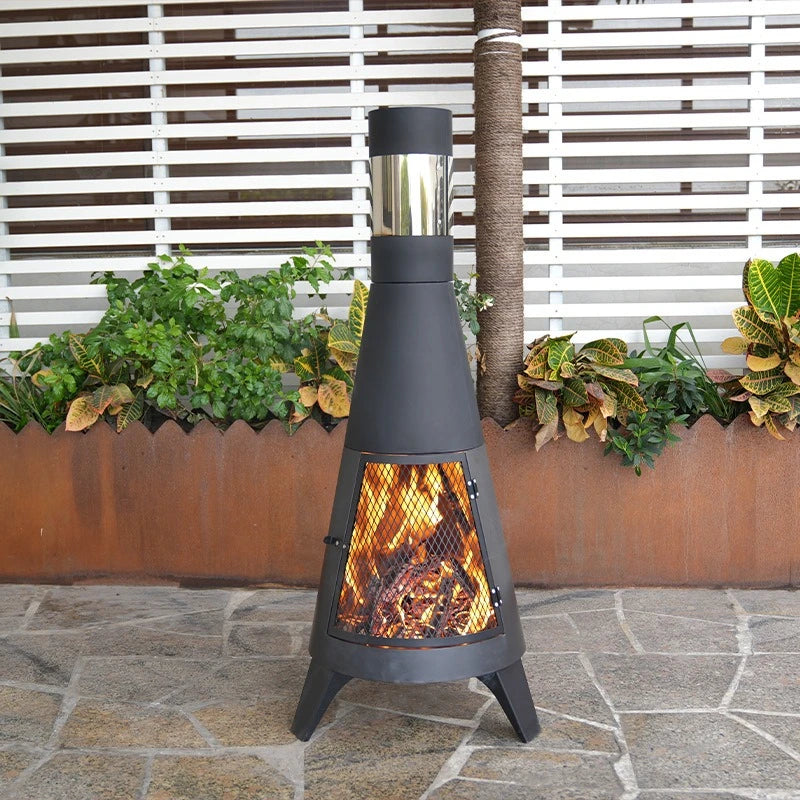 Large Capacity Wood Stove Outdoor Heater with Chimney Stainless Heating Gear Patio Heater Bonfire Aquecedor Lareira