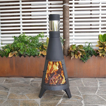 Large Capacity Wood Stove Outdoor Heater with Chimney Stainless Heating Gear Patio Heater Bonfire Aquecedor Lareira