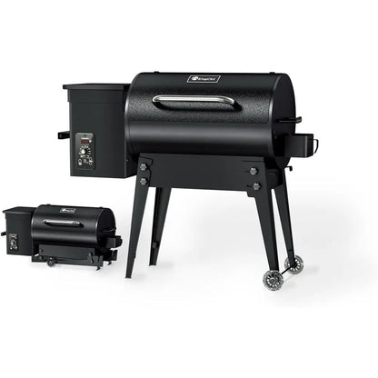 Portable Wood Pellet Grill & Smoker with Folding Legs, 456 sq. in. Cooking Area, 18 lb. Hopper, Temperature Control 180-425°F fo