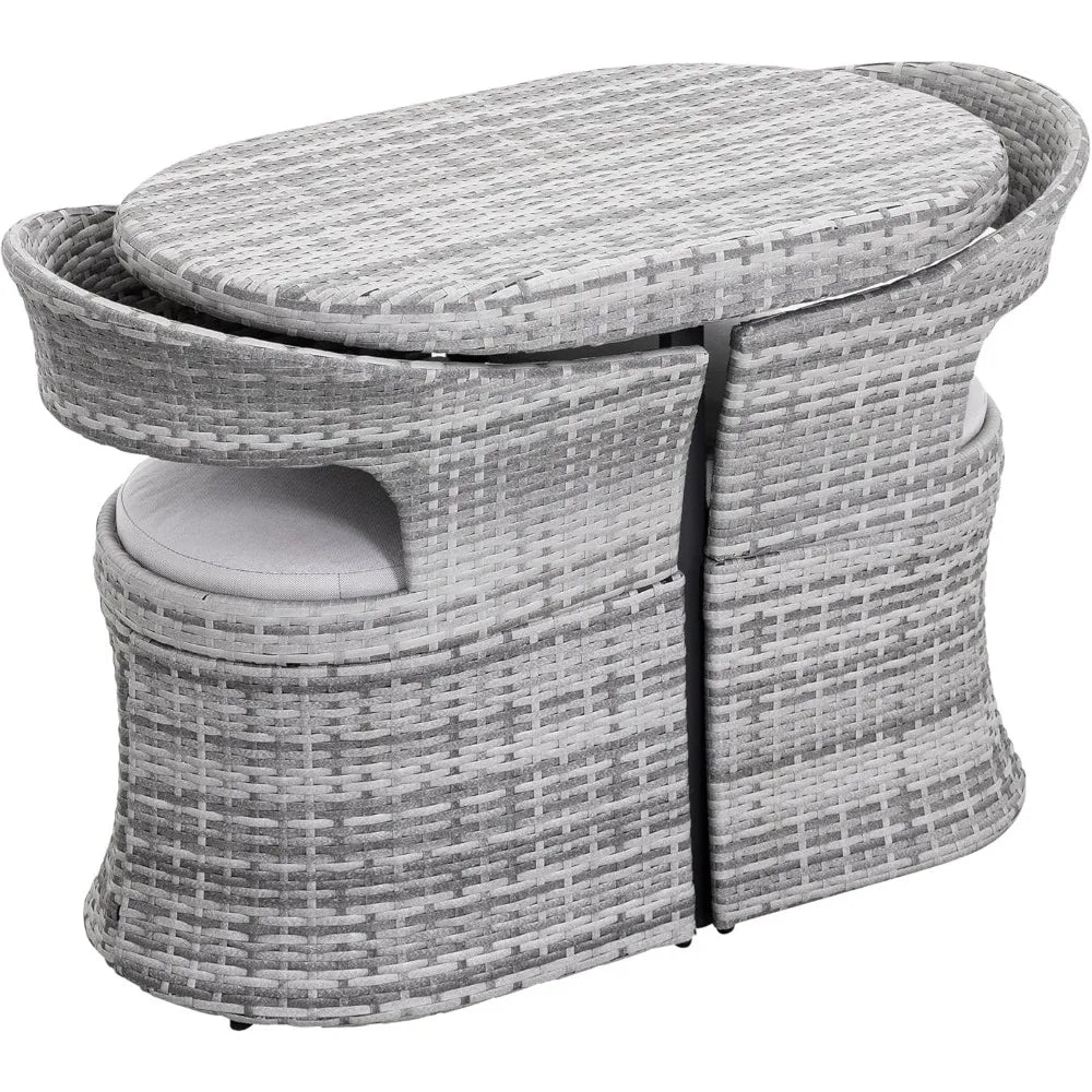 3 Piece Outdoor Patio Bistro Set, Patio Furniture Set for 1 Iron Patio Table and 2 Dining Chairs, Balcony Furniture Patio Table