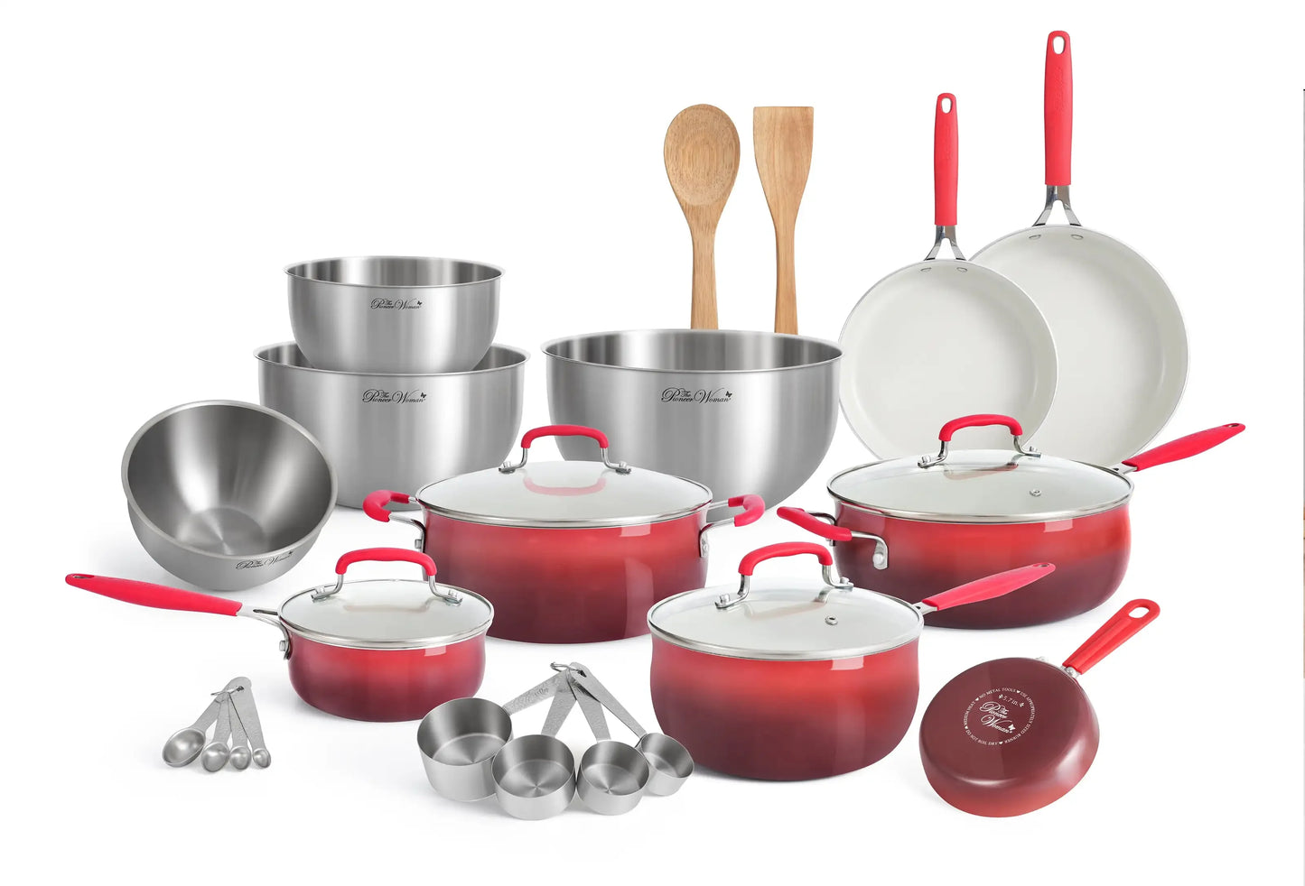 Ceramic Classic 25 Piece Nonstick Aluminum Cookware Set, Silicone and Stainless Steel