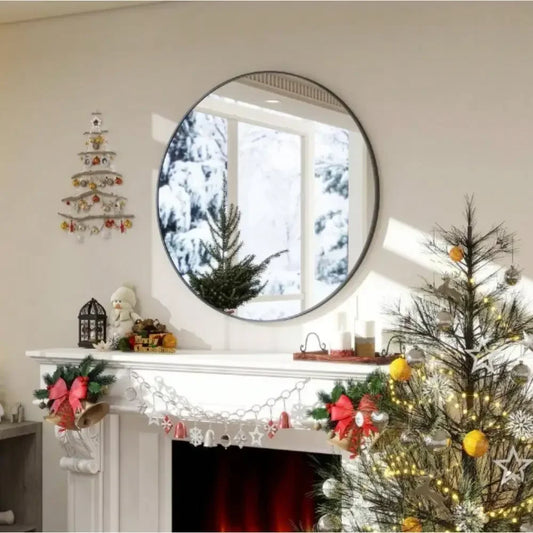 Round Aluminum Alloy Framed Wall Mirror with Simple Metal Frame, Entryway, Bedroom Vanity, Living Room, Hallway Decor