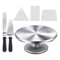 Aluminium Cake Turntable Set with Revolving Cake Stand for Cake Dessert Making Cake Decorating Accessories Baking Tools