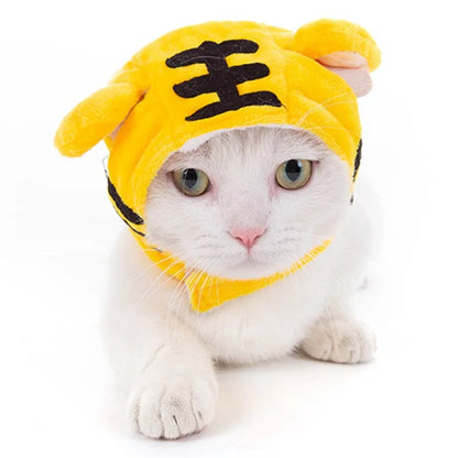 Pet Tiger Hat Adorable Pet Headwear Headgear Costume Soft Cap for Cats Kitten Puppy Small Dogs Christmas Halloween Thanksgiving