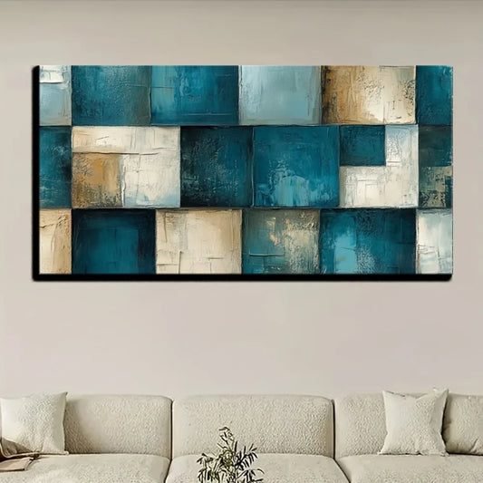 Wall Decoration Modern Art Green Blue Dreamlike colorful wall decoration 1.5 inch thick pine solid wood frame