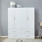 Wooden Armoire Wardrobe Closet：Large Wardrobe Closet with 4 Doors, 3 Drawers for Tall Cabinet, Wardrobe Cabinet for Bedroom with